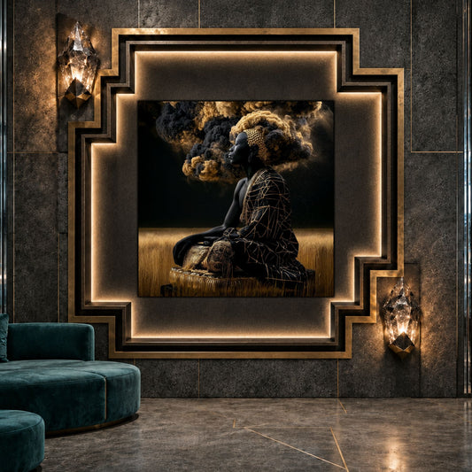 06Tablou Abstract Modern – Paza câmpului de aur