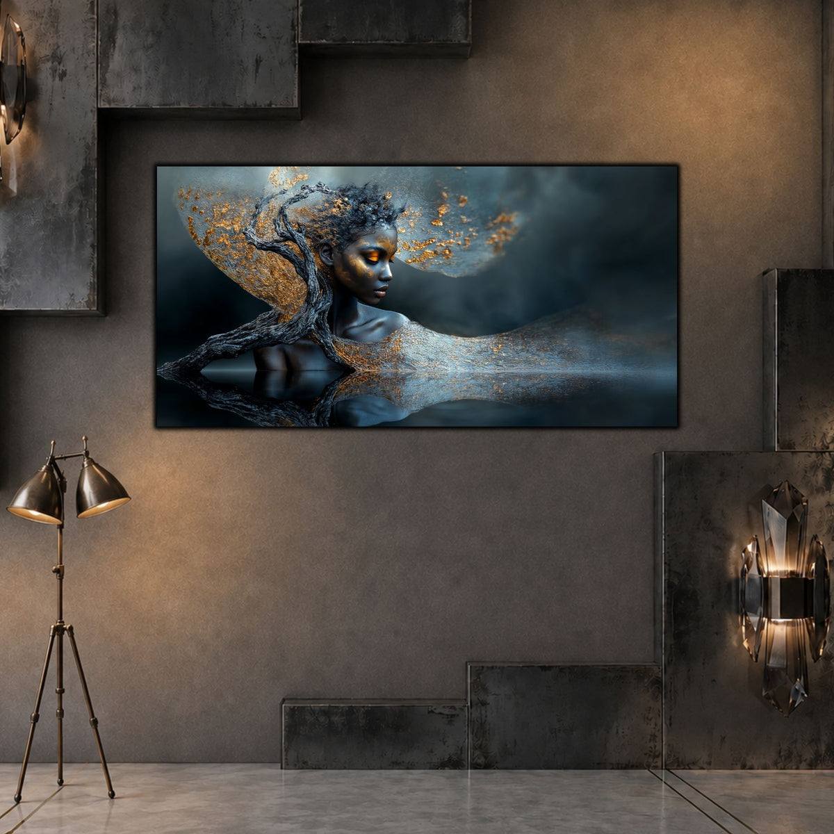 Tablou Modern Living Portret în Văl de Argint