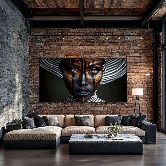 Tablou living modern Skin of Night sticla 4mm - mockup vedere 2