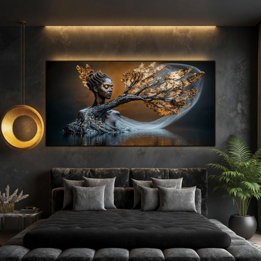 Tablou abstract pe sticlă Ethereal Dream pentru sufragerie premium, inspirat de legătura dintre natură, memorie și identitate