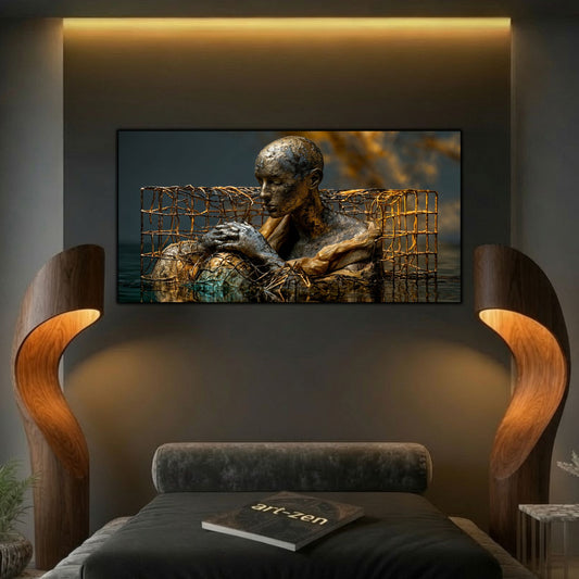 Decor liniștitor pentru dormitor, tablou elegant pe sticlă ultra-clară simbolizând curajul și perseverența.