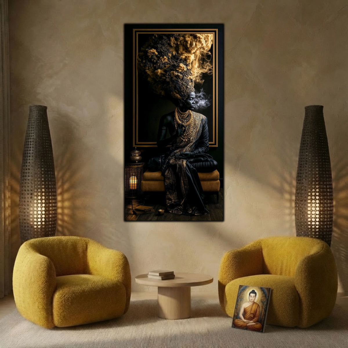 Tablou abstract pentru birou, inspirând meditație și eliberare, artă digitală pe sticlă premium.