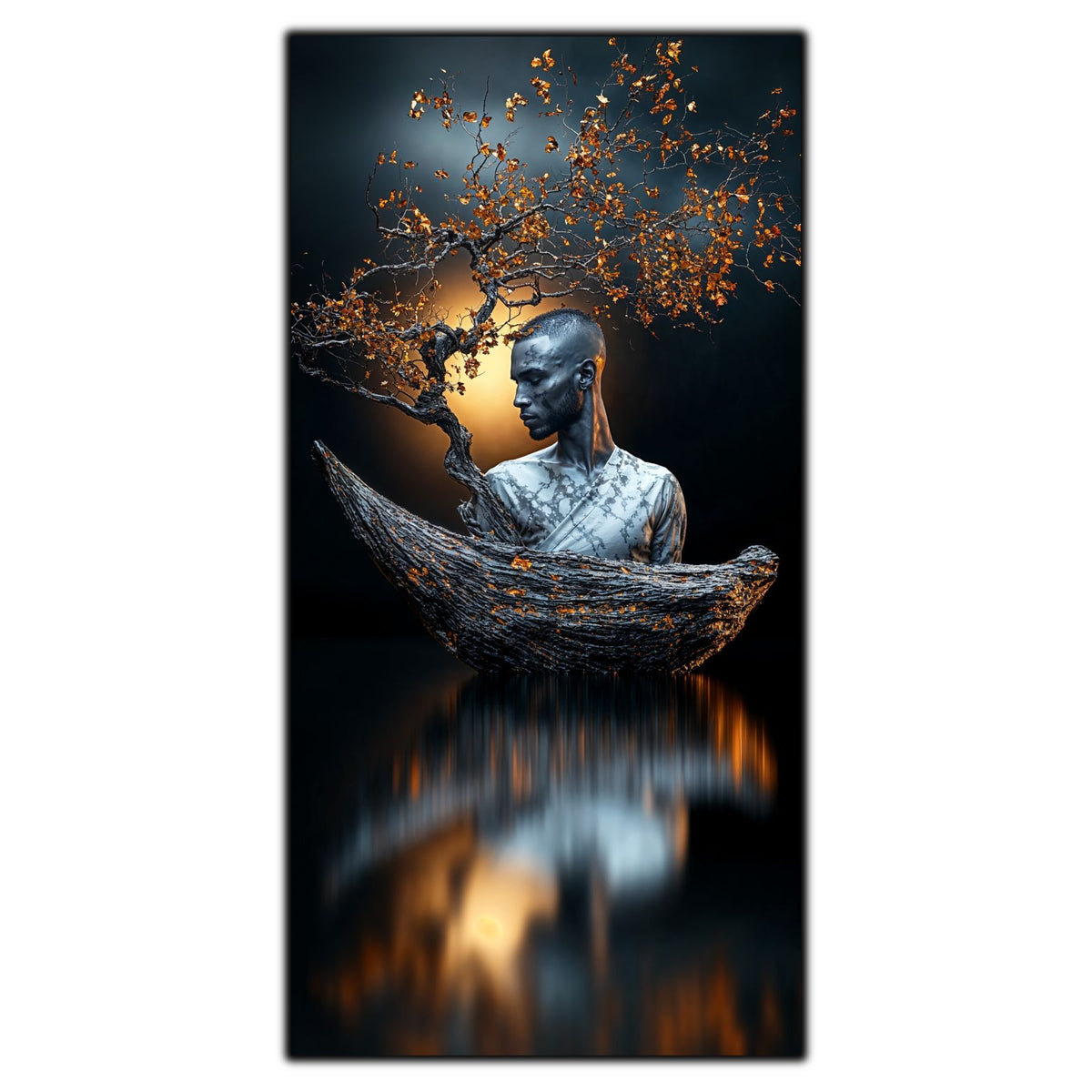 Tablou abstract pentru sufragerie contemporană Ethereal Awakening, piesă decorativă pe sticlă cu expresie artistică inspirată de transformare