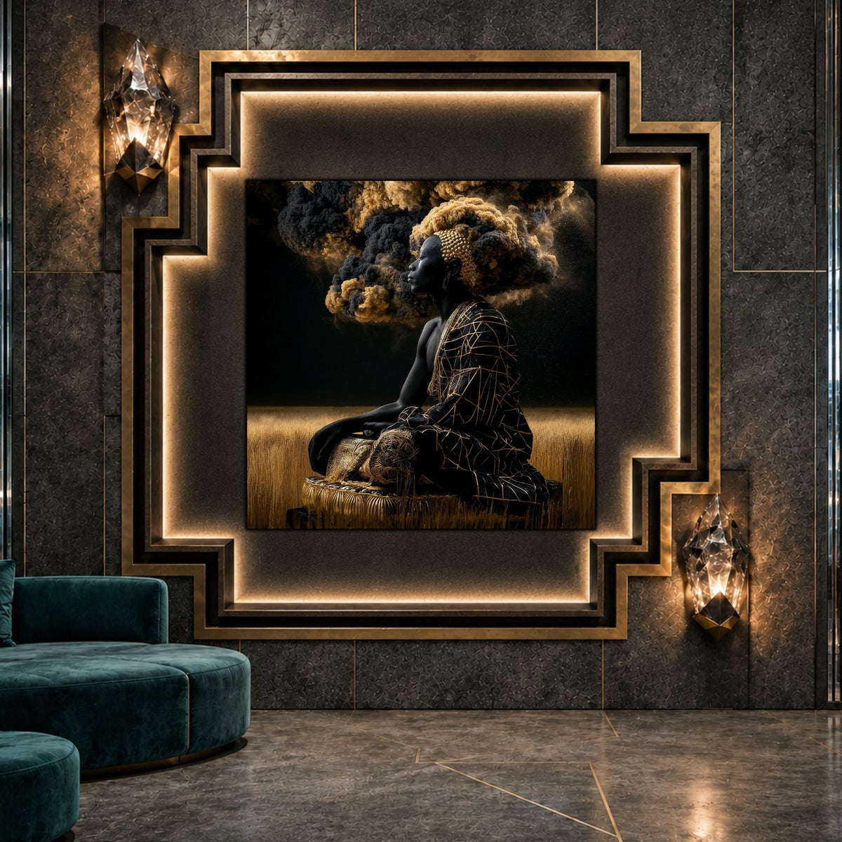 06Tablou Abstract Modern – Paza câmpului de aur