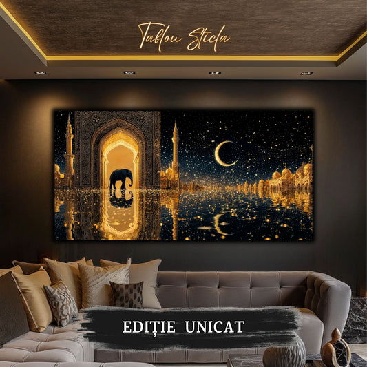 Echoes of Gold - Tablou Sticla  - Unicat - no14