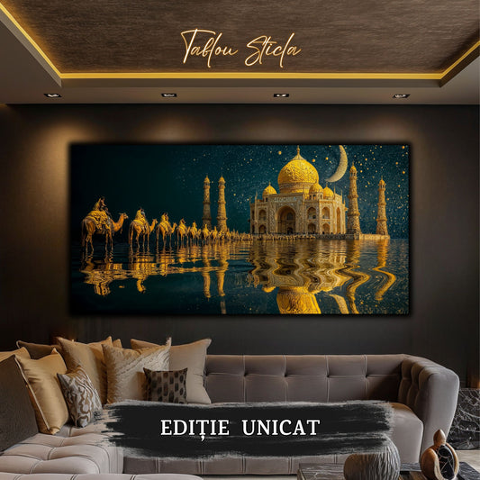 Echoes of Gold - Tablou Sticla  - Unicat - no15