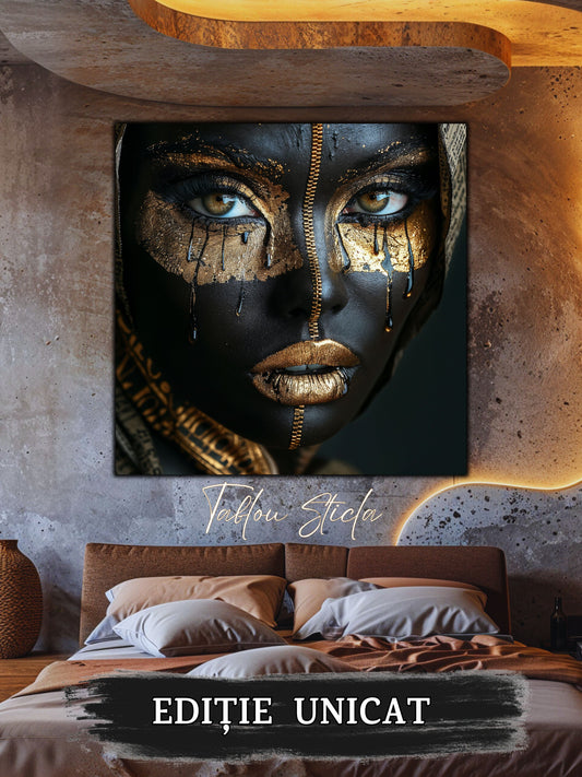 Tablou living contemporan Dark Feeling din sticla securizata 4mm - mockup detaliu 2
