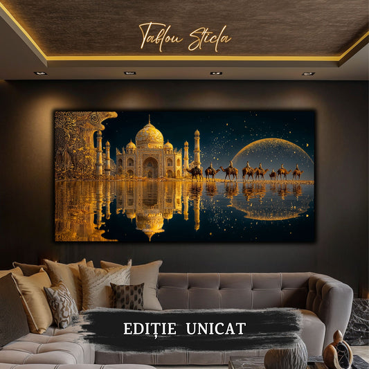 Echoes of Gold - Tablou Sticla  - Unicat - no12