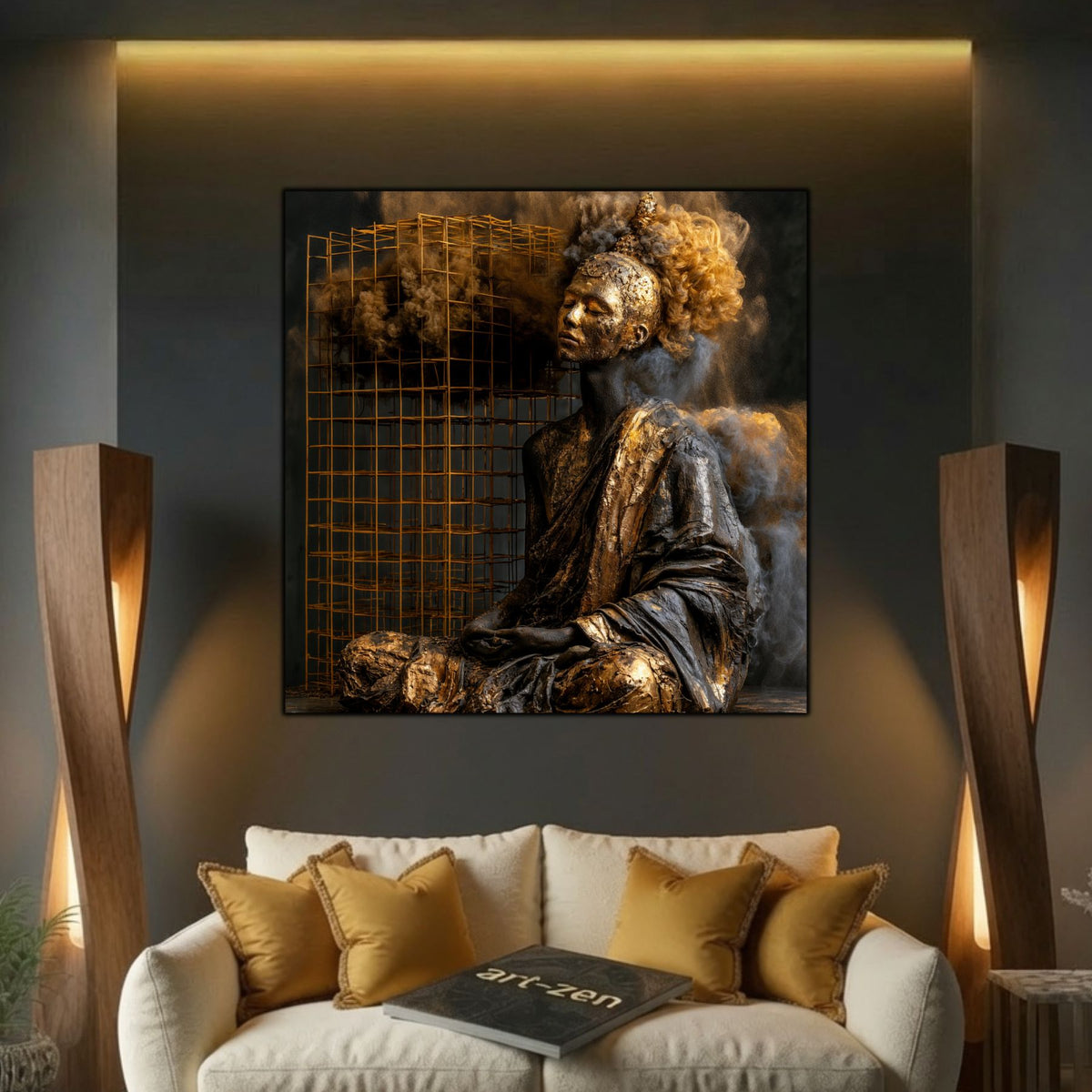 Tablou Abstract Modern – Paza pulberii de bronz