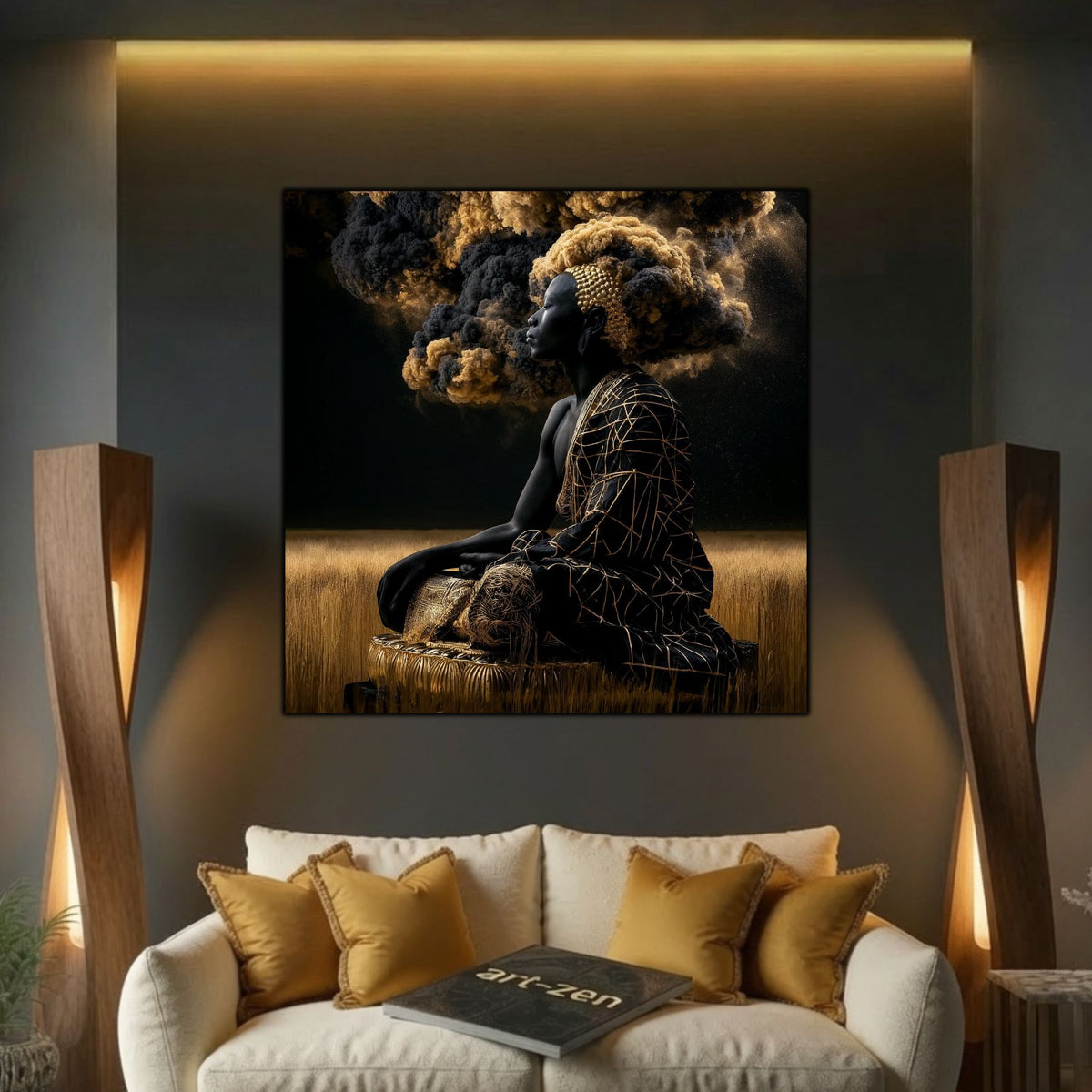 06Tablou Abstract Modern – Paza câmpului de aur