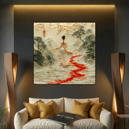 Tablou Living Elegant – Firul Roșu al Tăcerii