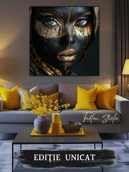 Tablou living contemporan Dark Feeling din sticla securizata 4mm - mockup detaliu 3