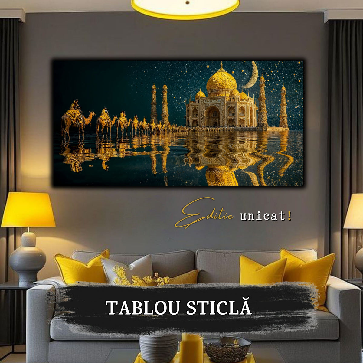 Echoes of Gold - Tablou Sticla  - Unicat - no15