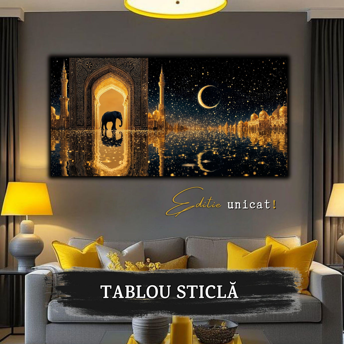 Echoes of Gold - Tablou Sticla  - Unicat - no14