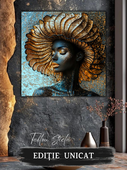 Tablou mare Amber Orbit pentru sufragerie elegantă