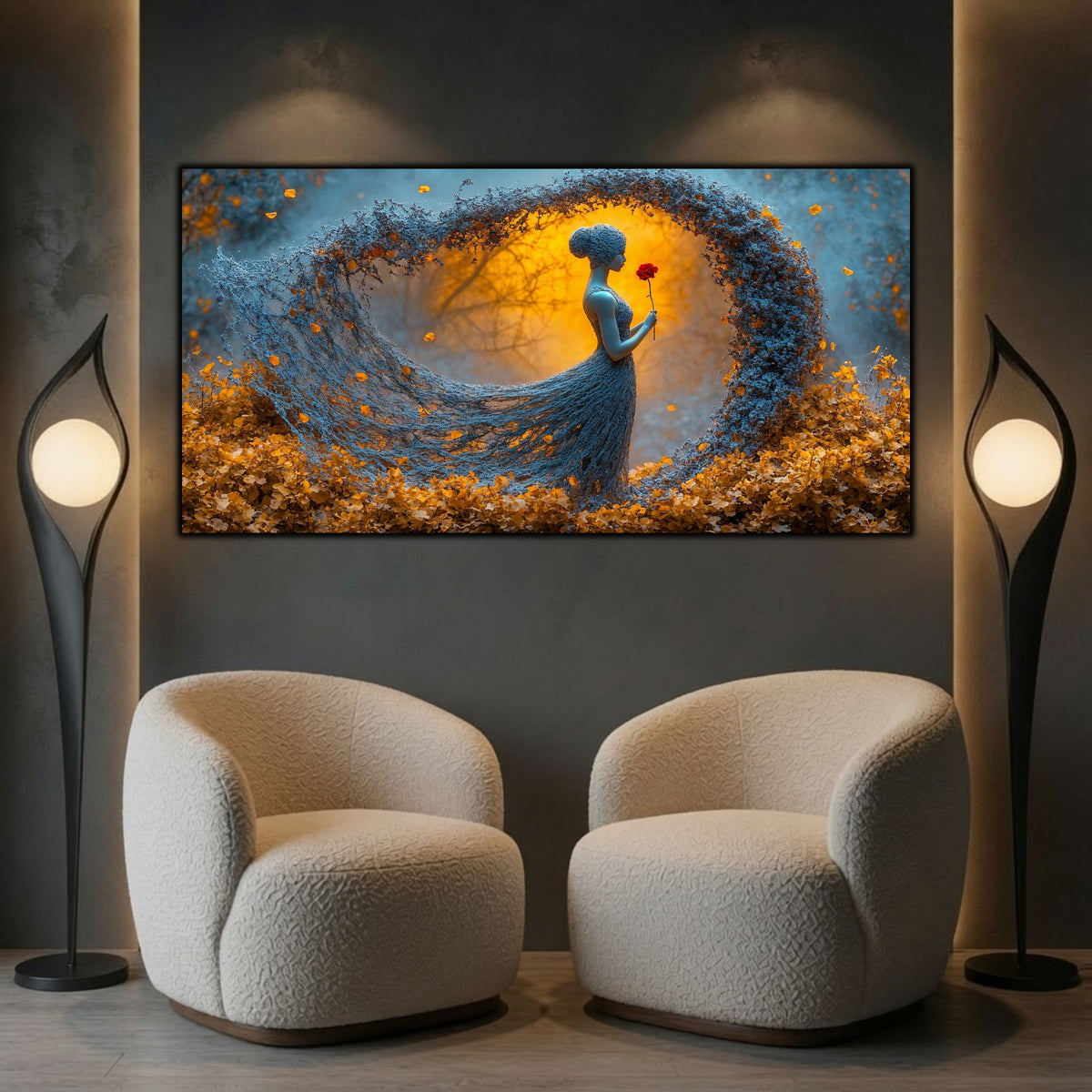 Tablou Dormitor Relaxant – Reziliența rozei de foc