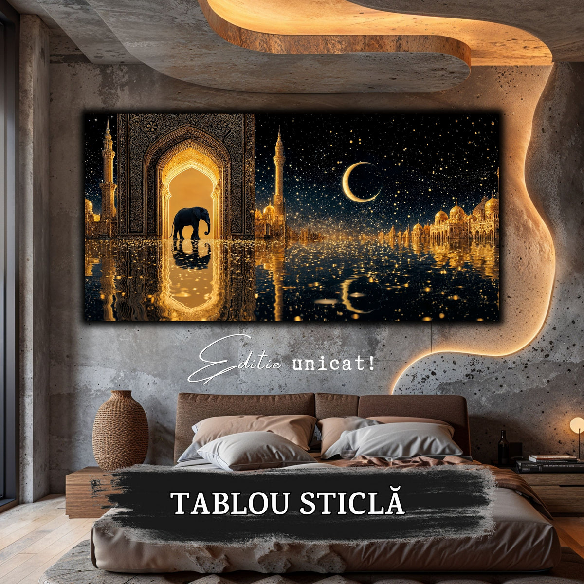 Echoes of Gold - Tablou Sticla  - Unicat - no14