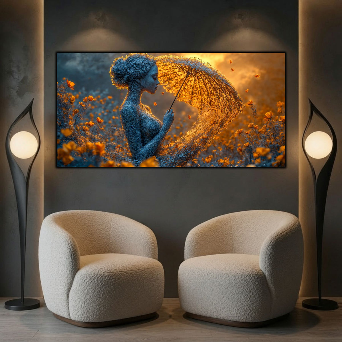 Tablou Dormitor Relaxant – Reziliența ploii de chihlimbar