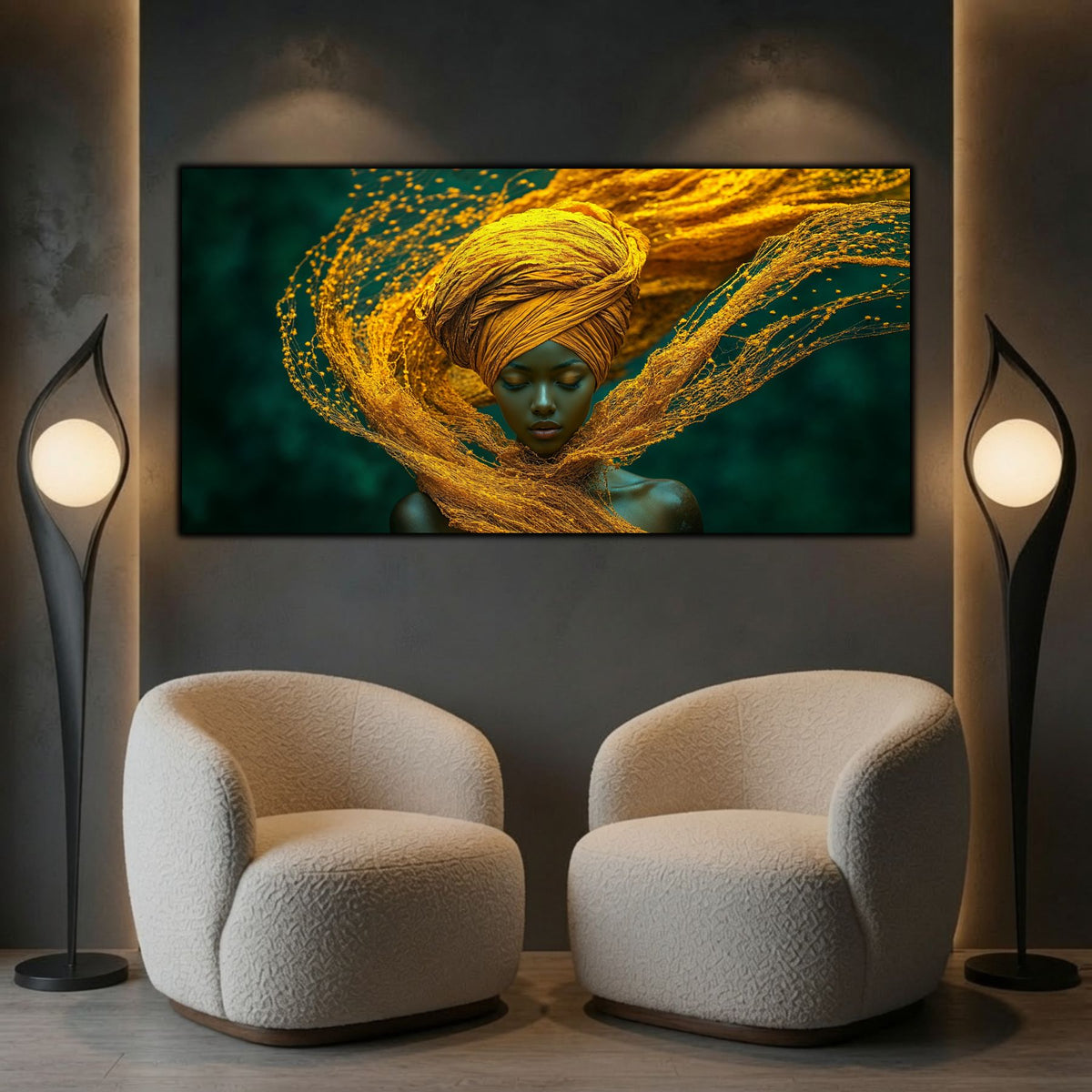 Tablou Portret Meditativ – Paza suflului de aur