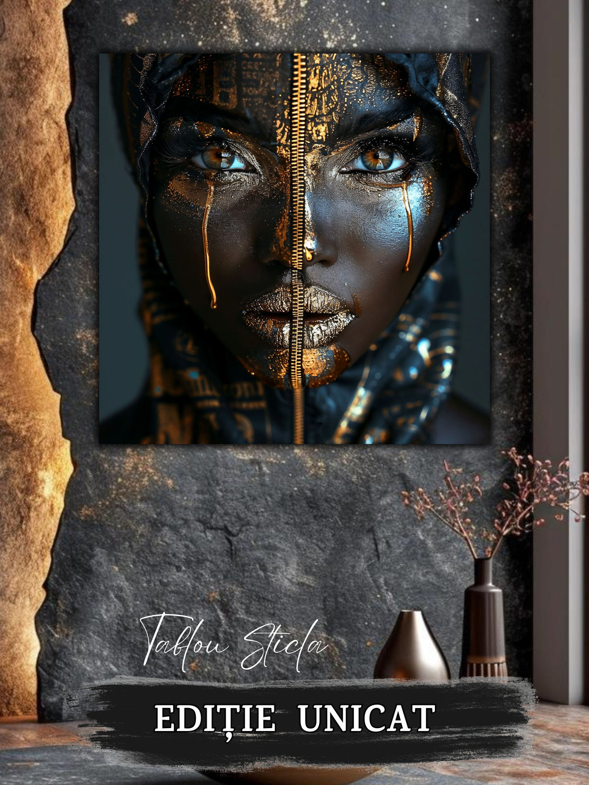 Tablou dormitor zen Chromatic Prayer sticla 4mm - mockup vedere 3