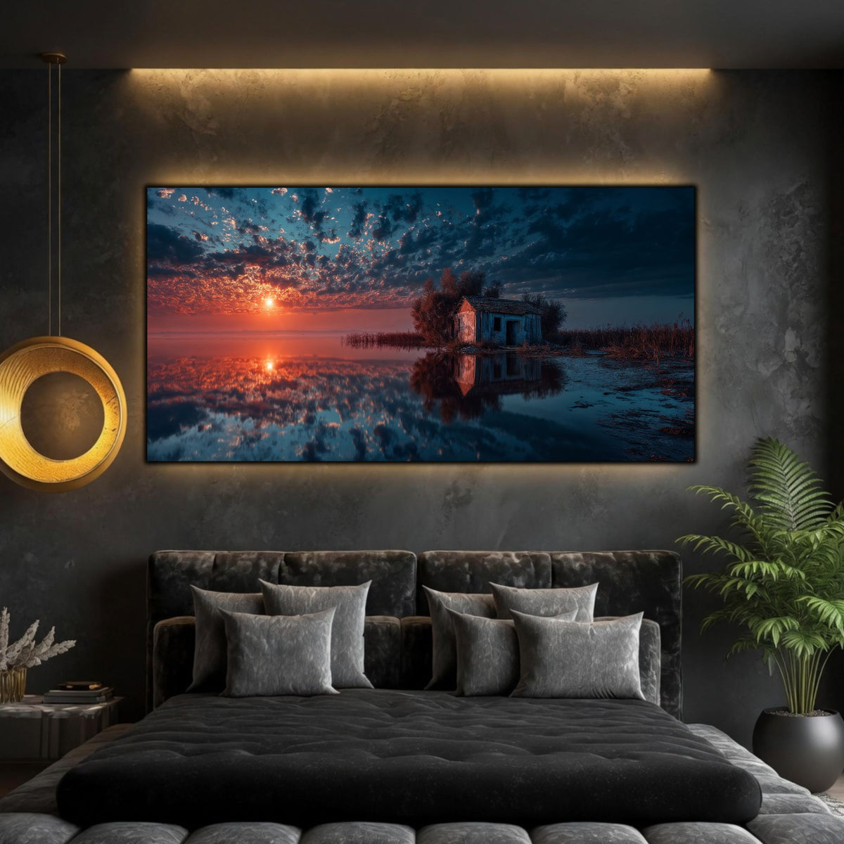 Tablou Living Sticlă – House at Waterline
