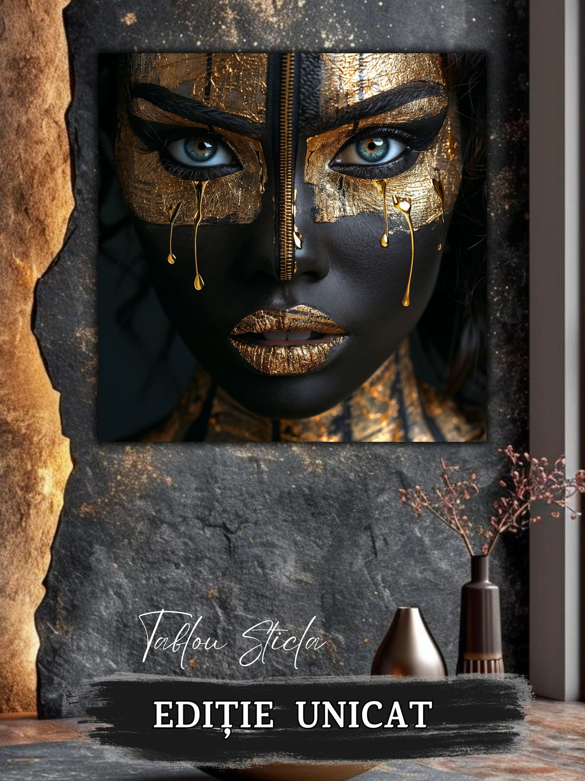 Tablou living elegant Fara Marturisire din sticla securizata 4mm - mockup detaliu 1
