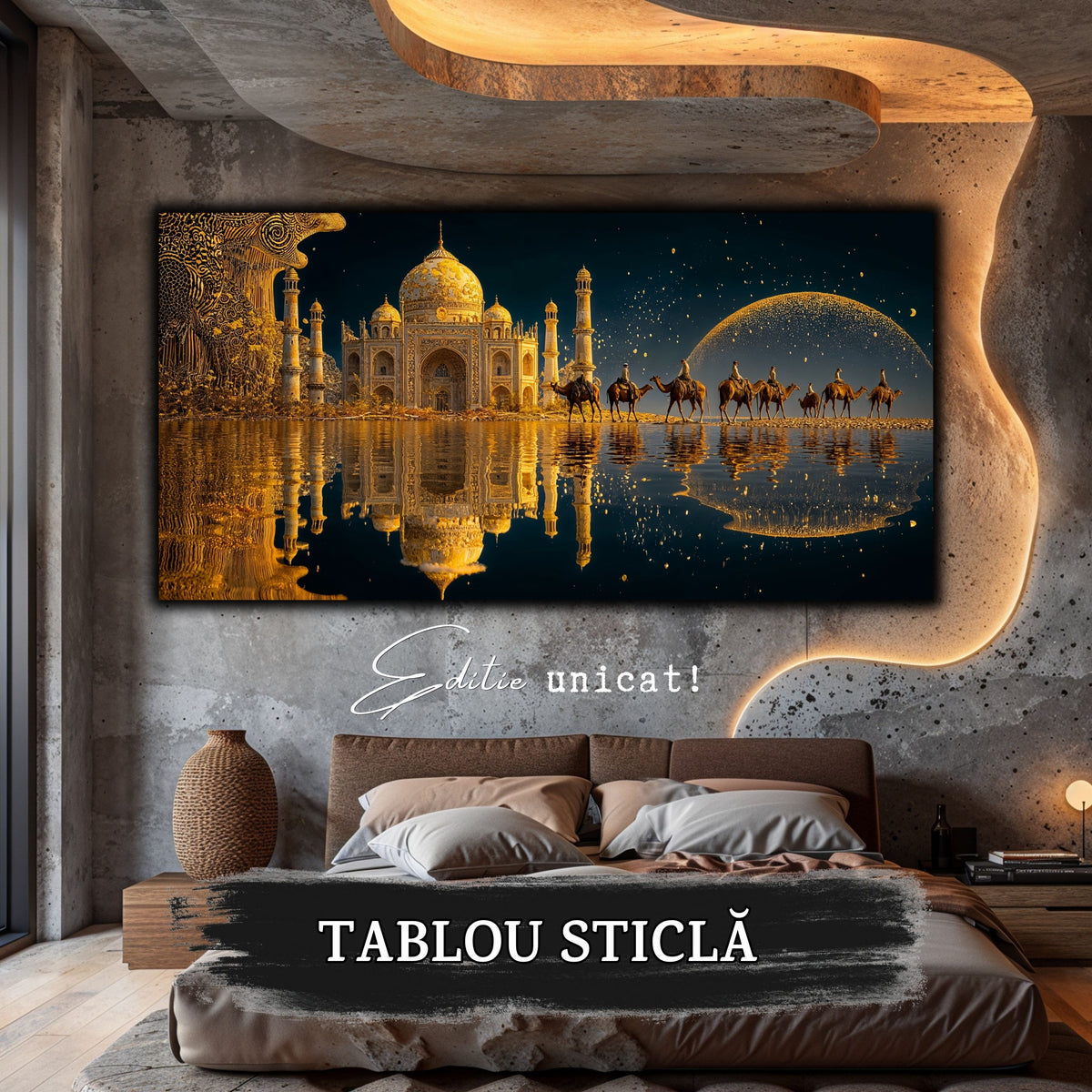 Echoes of Gold - Tablou Sticla  - Unicat - no12