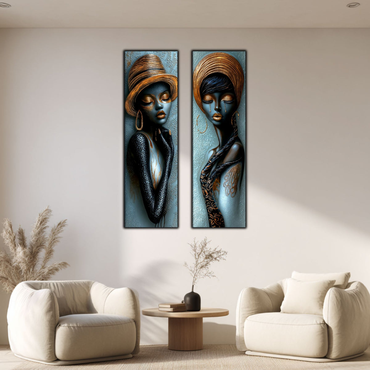 Set 2 Tablouri pt Decorul Modern al Livingului - Print UV pe Sticla - NO21