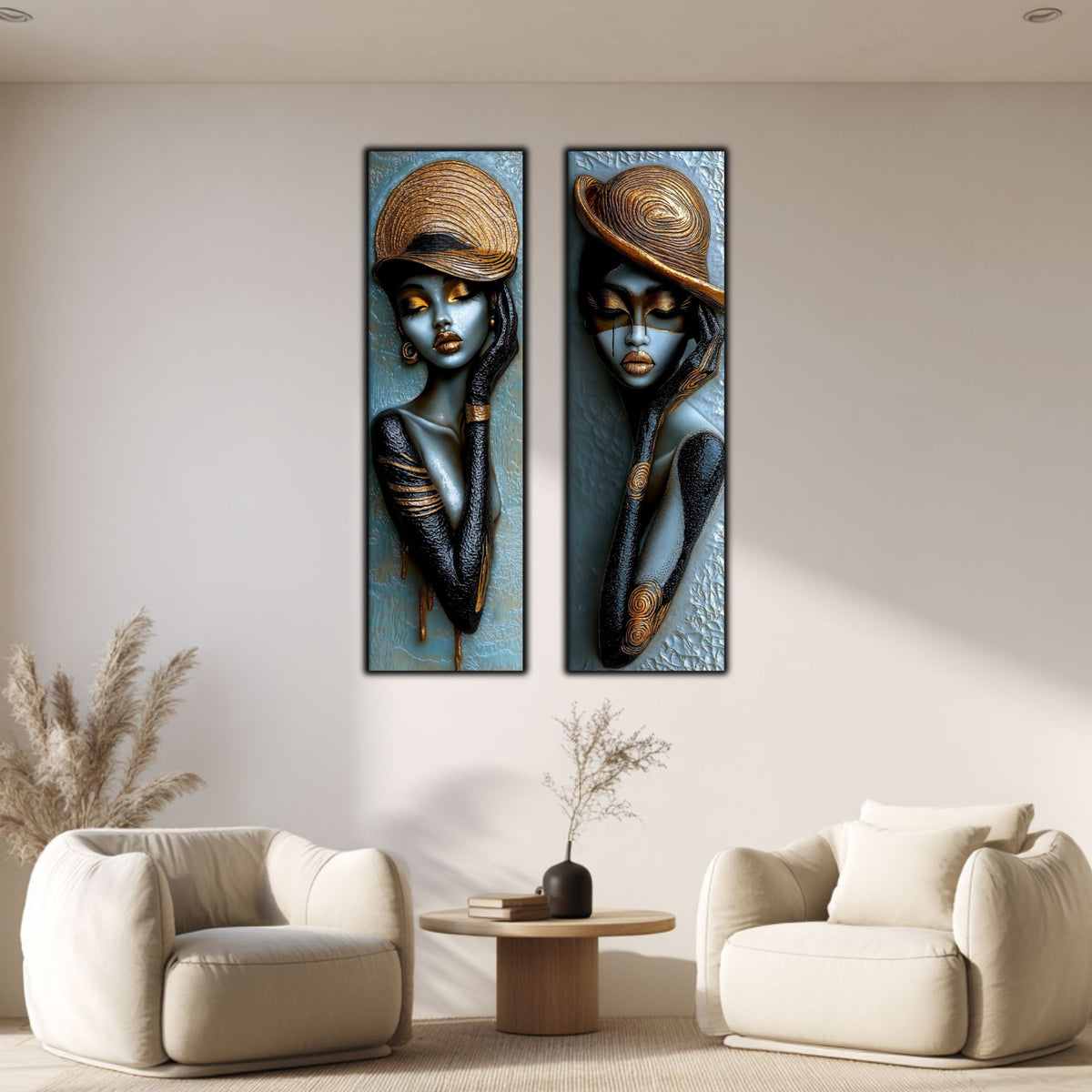 Set 2 Tablouri pt Decorul Modern al Livingului - Print UV pe Sticla - NO22
