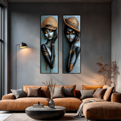 Set 2 Tablouri pt Decorul Modern al Livingului - Print UV pe Sticla - NO22
