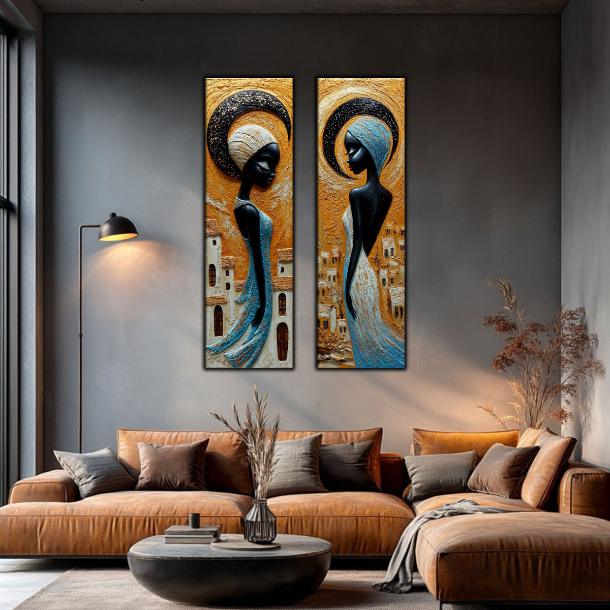 Set 2 Tablouri pt Decorul Modern al Livingului - Print UV pe Sticla - NO17