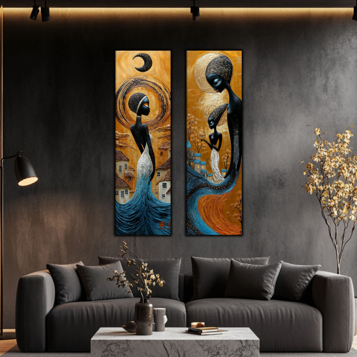 Set 2 Tablouri pt Decorul Modern al Livingului - Print UV pe Sticla - NO15