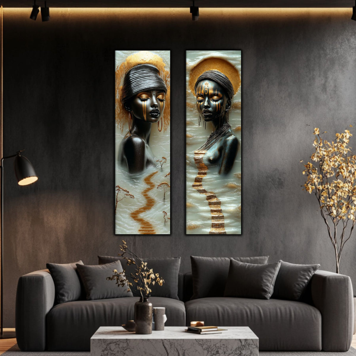 Set 2 Tablouri pt Decorul Modern al Livingului - Print UV pe Sticla - NO18