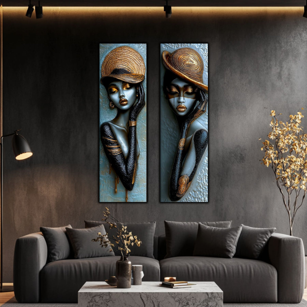 Set 2 Tablouri pt Decorul Modern al Livingului - Print UV pe Sticla - NO22