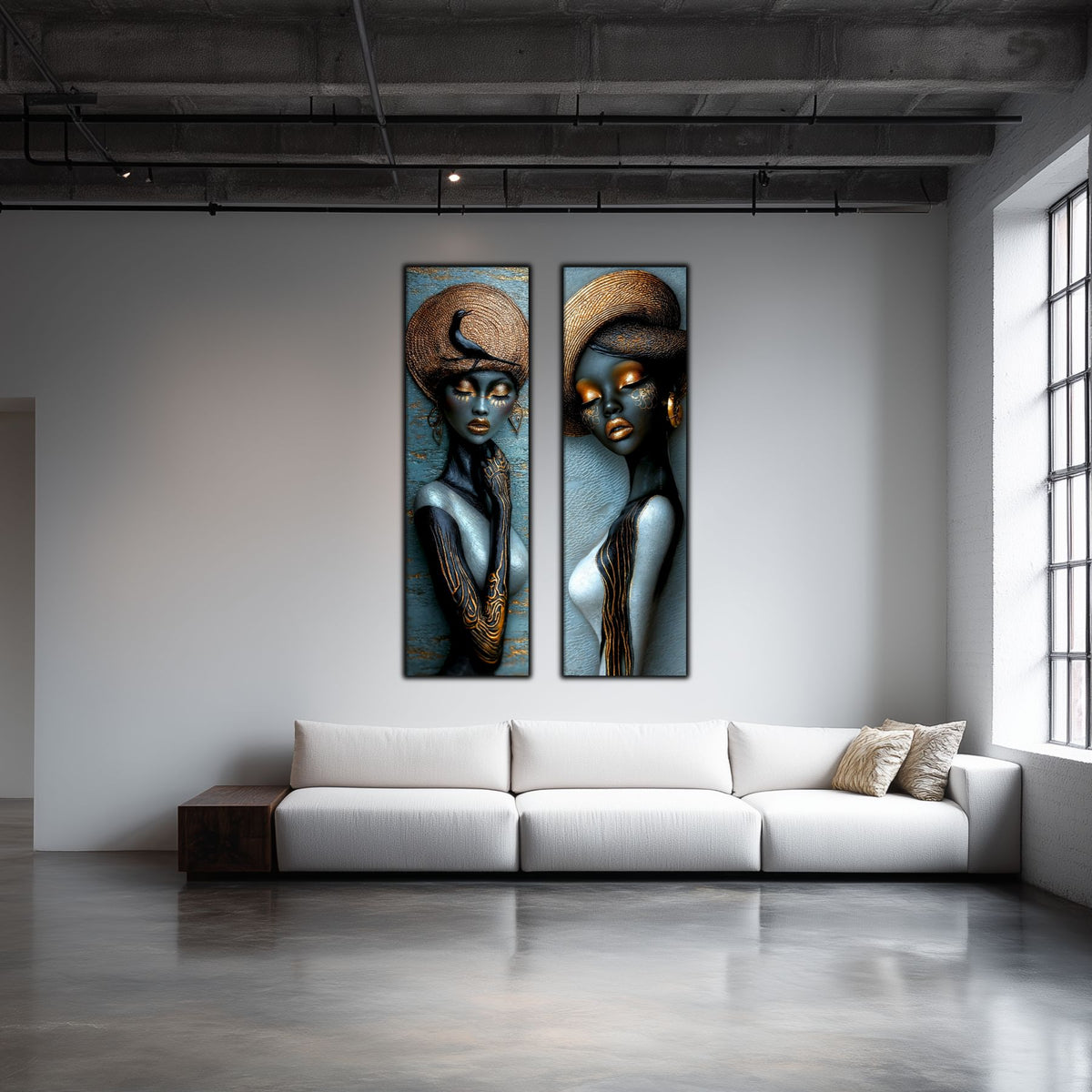 Set 2 Tablouri pt Decorul Modern al Livingului - Print UV pe Sticla - NO20