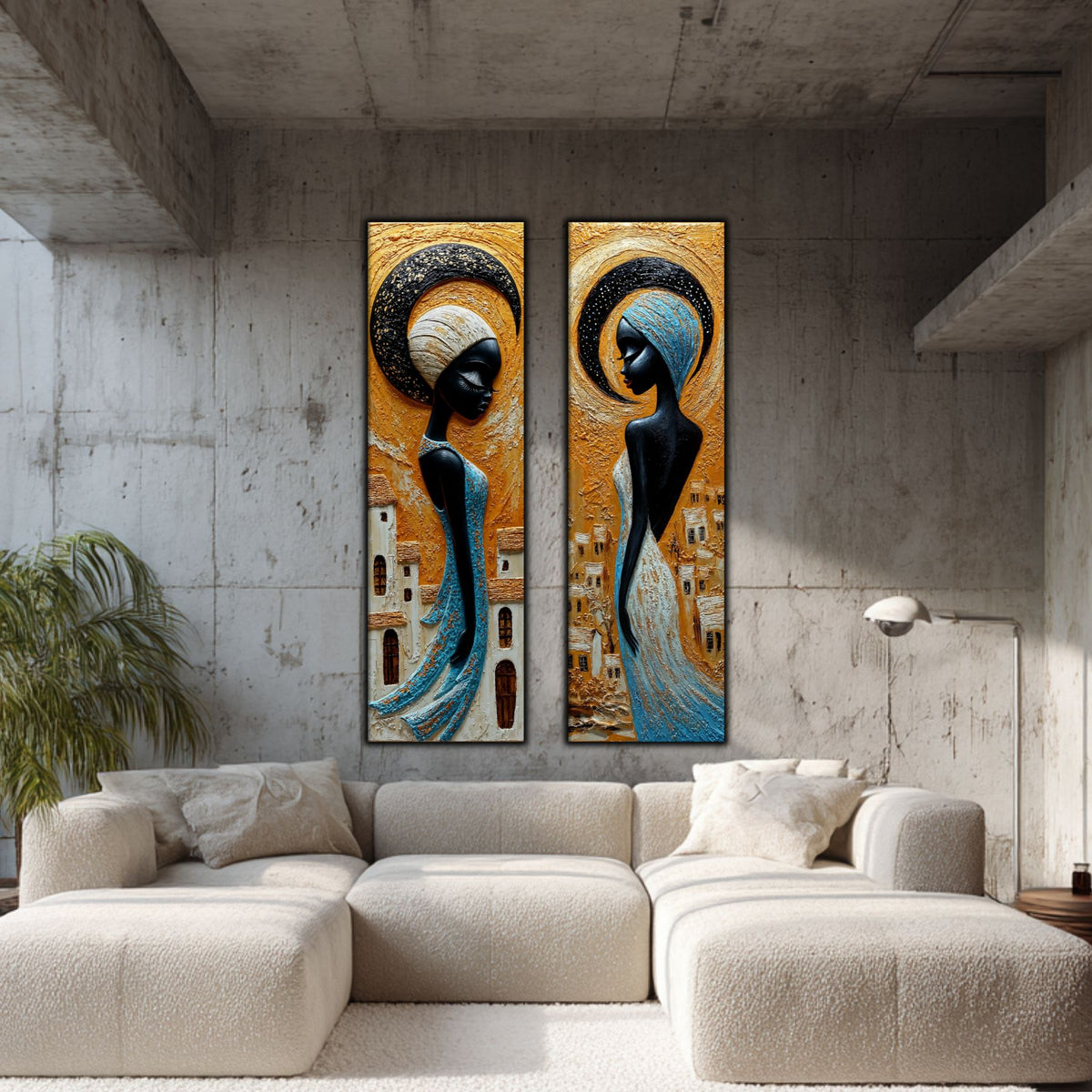 Set 2 Tablouri pt Decorul Modern al Livingului - Print UV pe Sticla - NO17