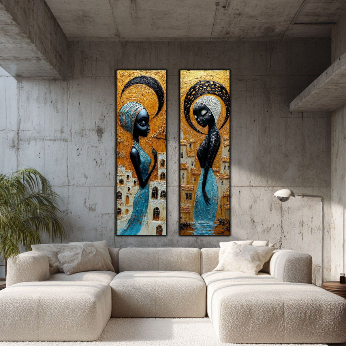 Set 2 Tablouri pt Decorul Modern al Livingului - Print UV pe Sticla - NO23