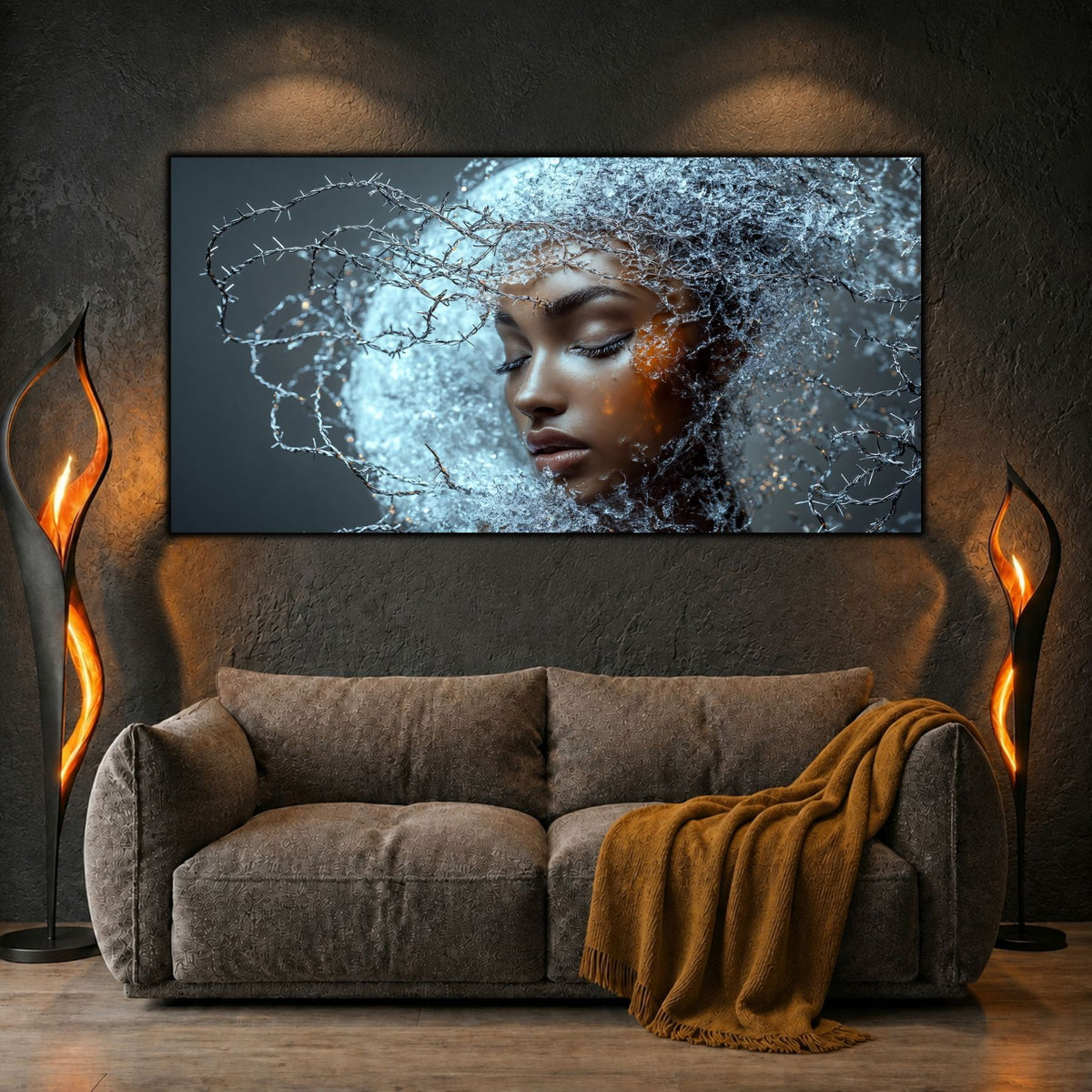 Tablou Decorativ Living Ambră sub Gheață