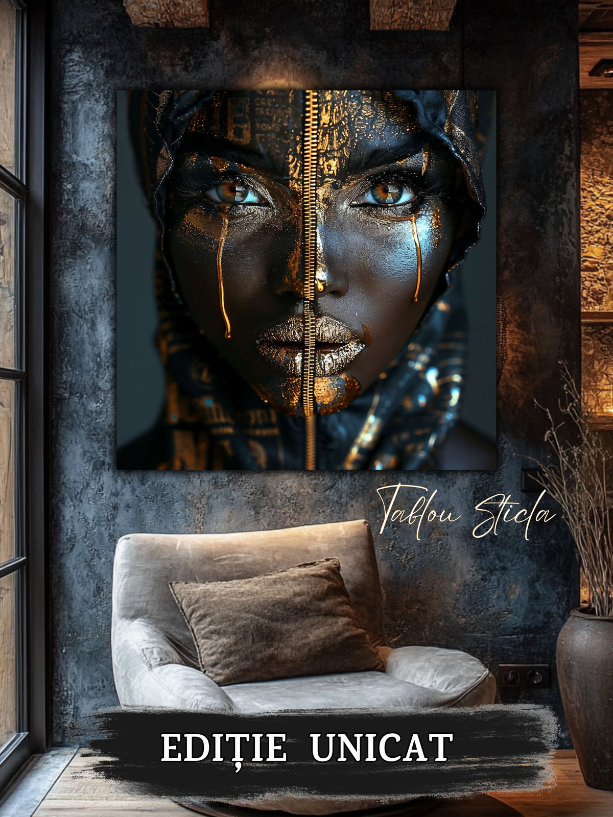 Tablou dormitor zen Chromatic Prayer sticla 4mm - mockup vedere 4