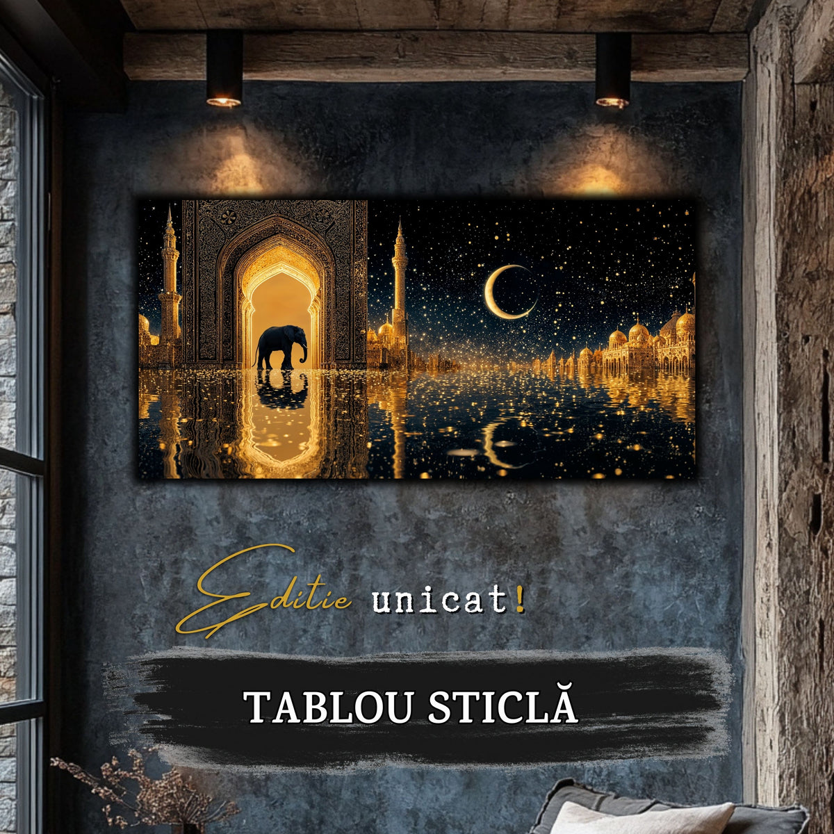 Echoes of Gold - Tablou Sticla  - Unicat - no14