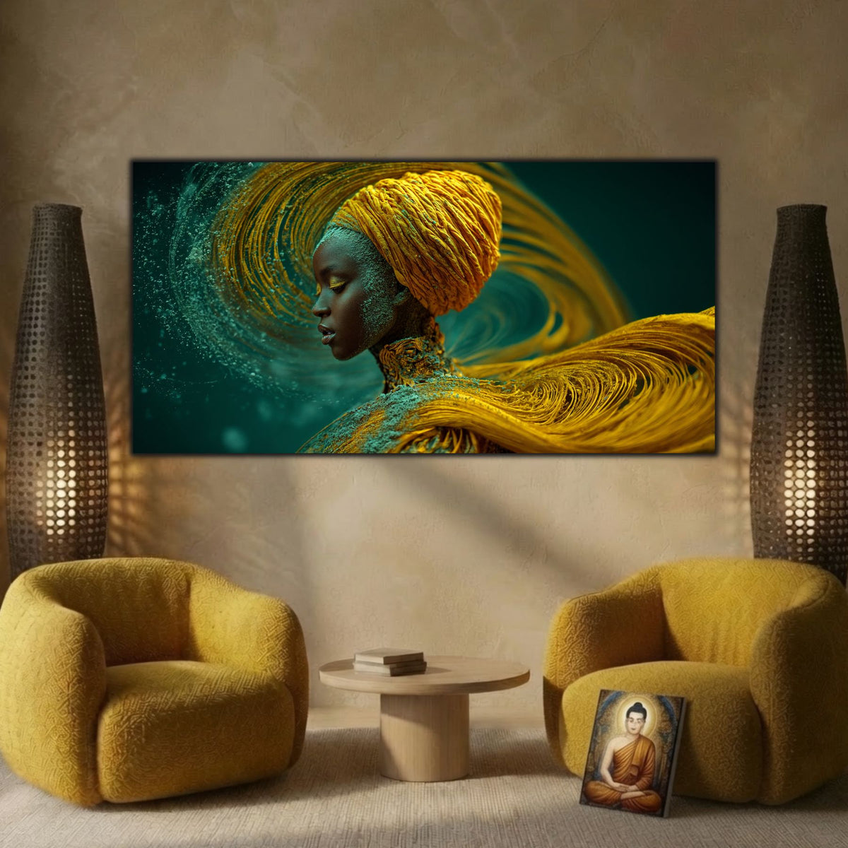 Tablou Dormitor Elegant – Saffron Orbit