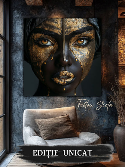Tablou sufragerie elegant Silent Gold sticla securizata 4mm - mockup vedere 4