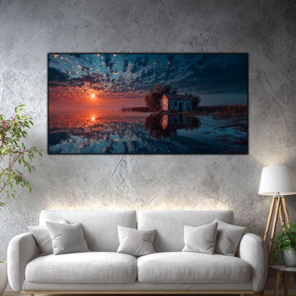 Tablou Living Sticlă – House at Waterline