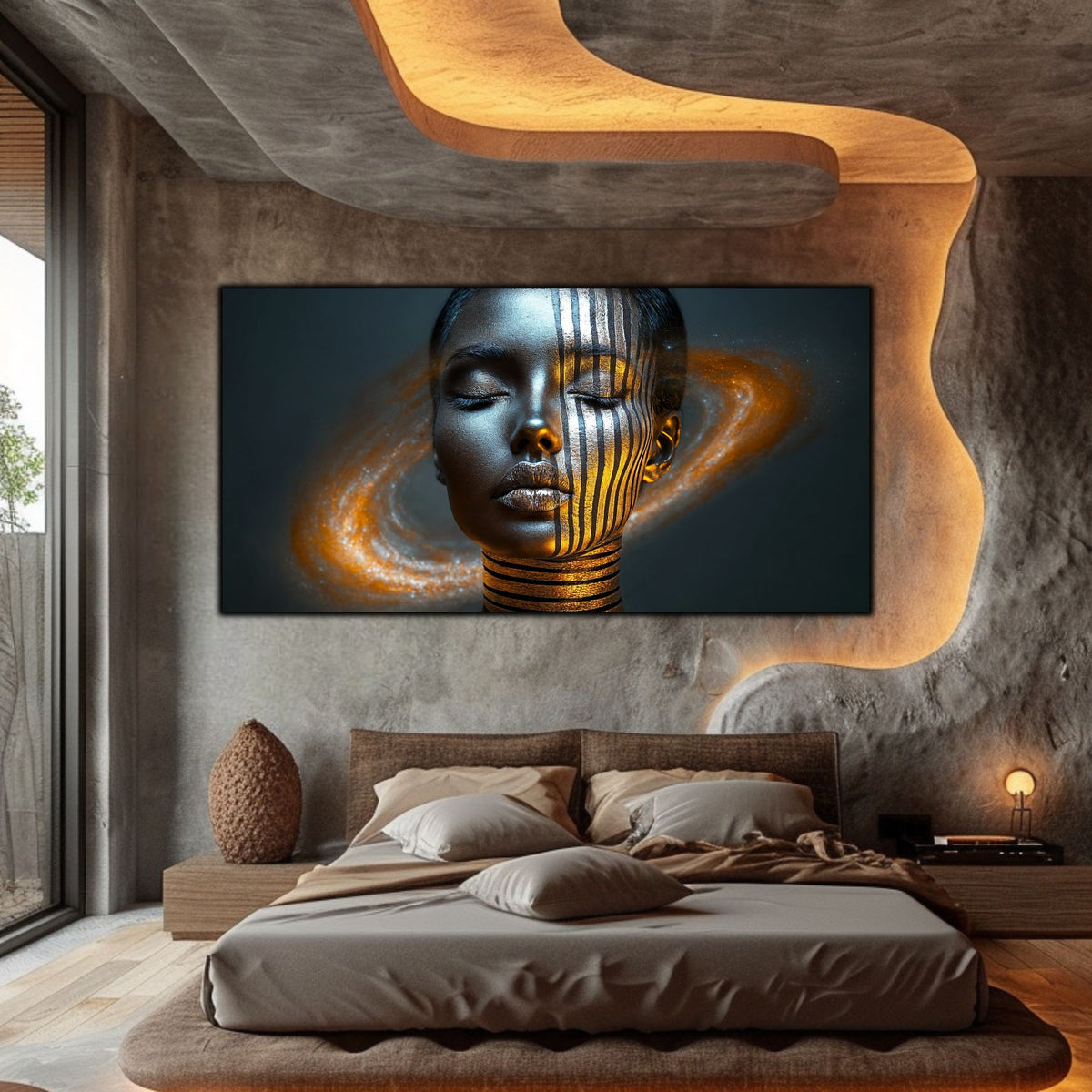 Tablou Sticla Securizata – Tablou Elegant pt Dormitor si Living - Dark StarDust No02