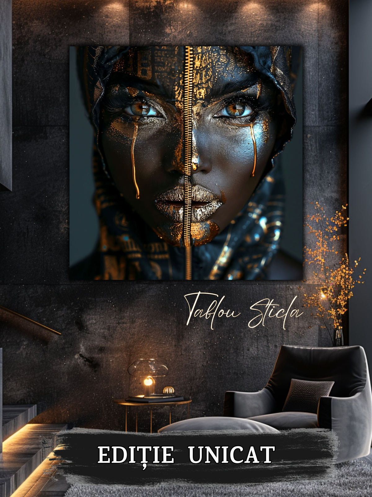 Tablou dormitor zen Chromatic Prayer sticla 4mm - mockup vedere 5