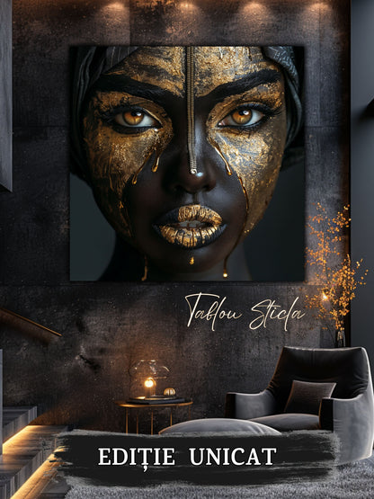 Tablou sufragerie elegant Silent Gold sticla securizata 4mm - mockup vedere 5