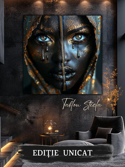 Tablou dormitor modern Lacrimi Negre din sticla securizata 4mm - mockup detaliu 5