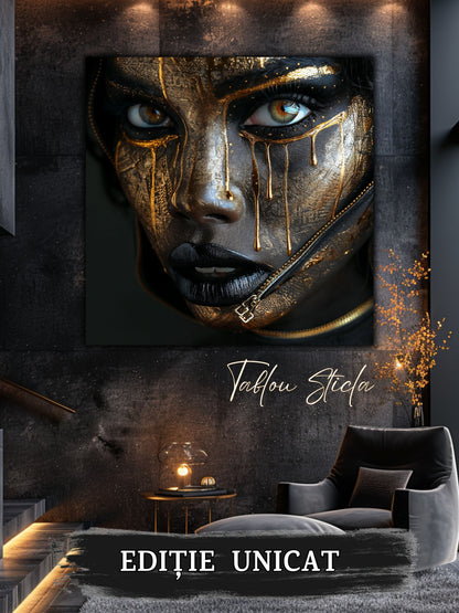 Tablou sufragerie mare Ritual of the Gaze sticla 4mm - mockup vedere 5