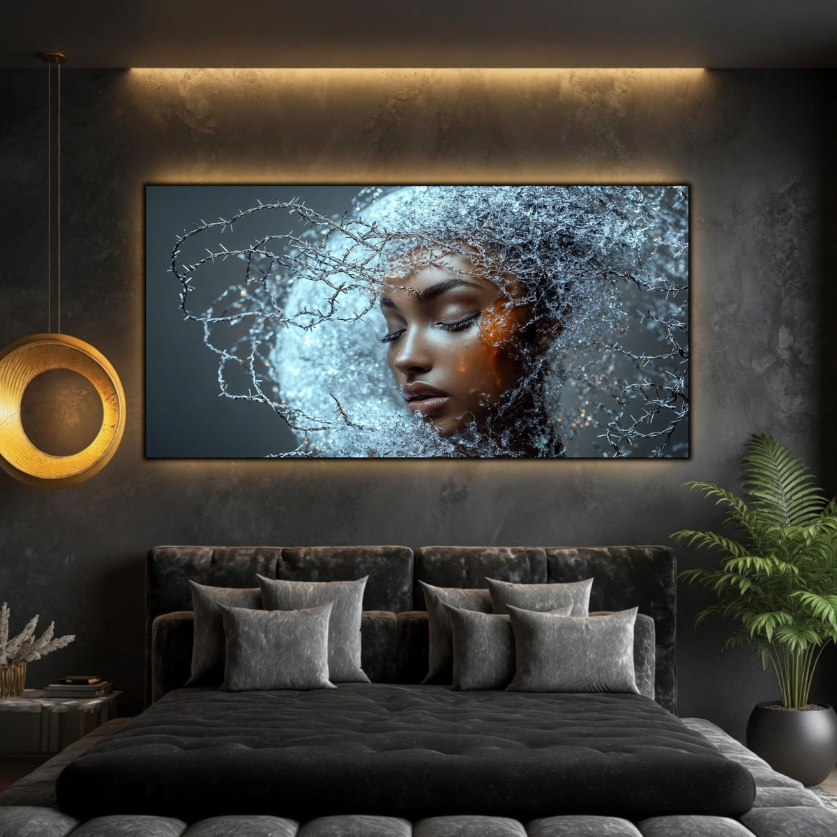 Tablou Decorativ Living Ambră sub Gheață