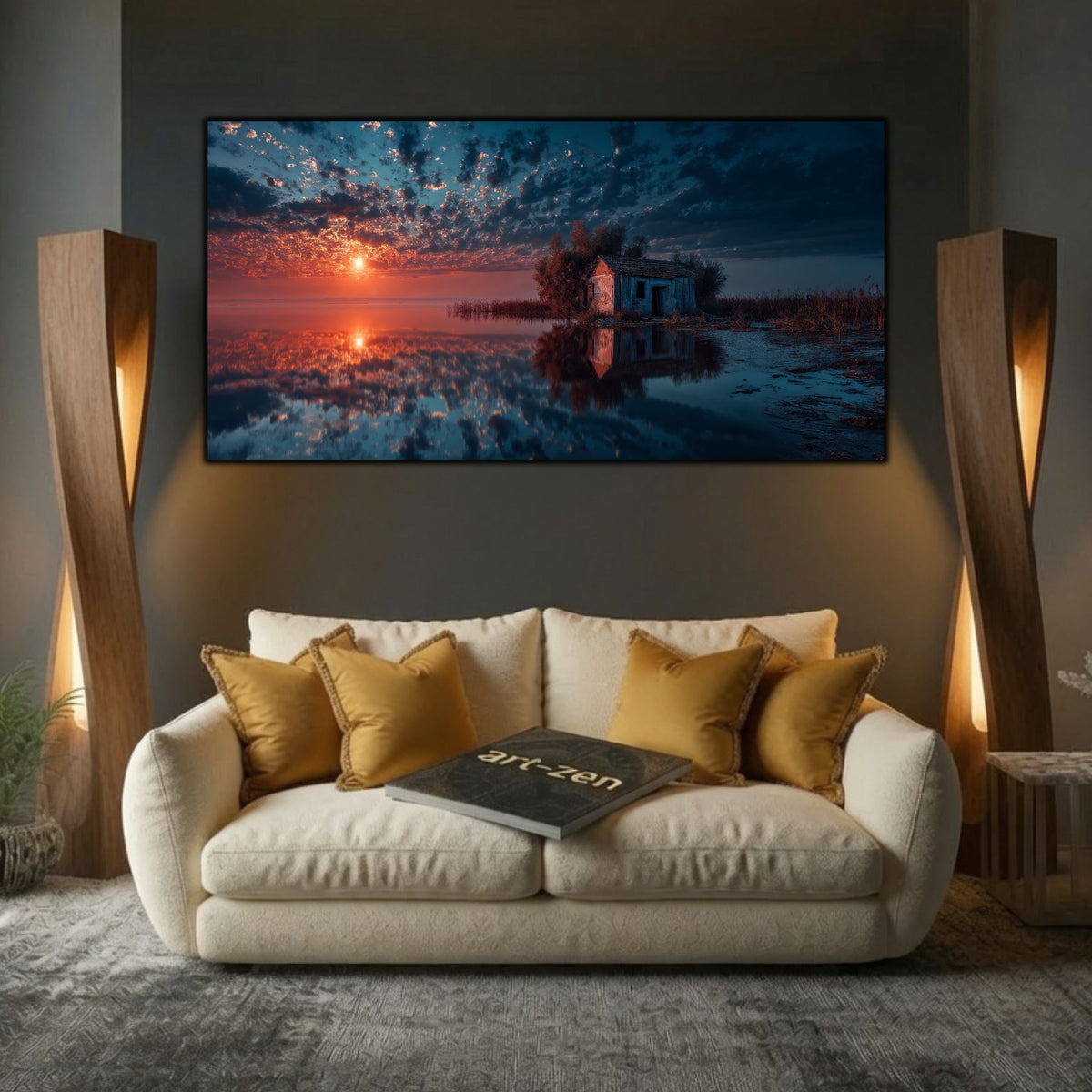 Tablou Living Sticlă – House at Waterline